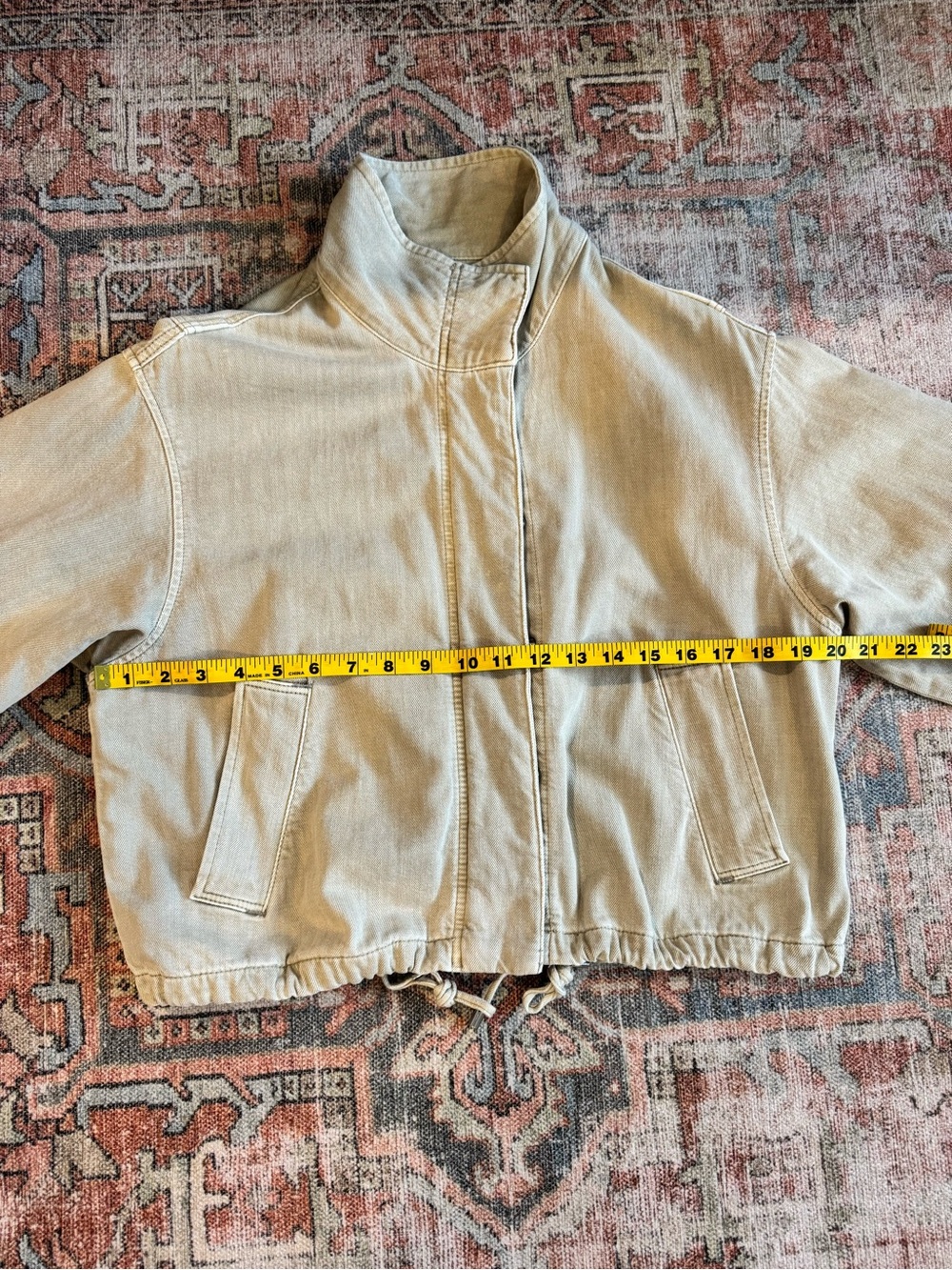 Madewell Denim Field Crop Funnel Neck Jacket in Khaki - S - Sold Out Online! - Picture 7 of 11